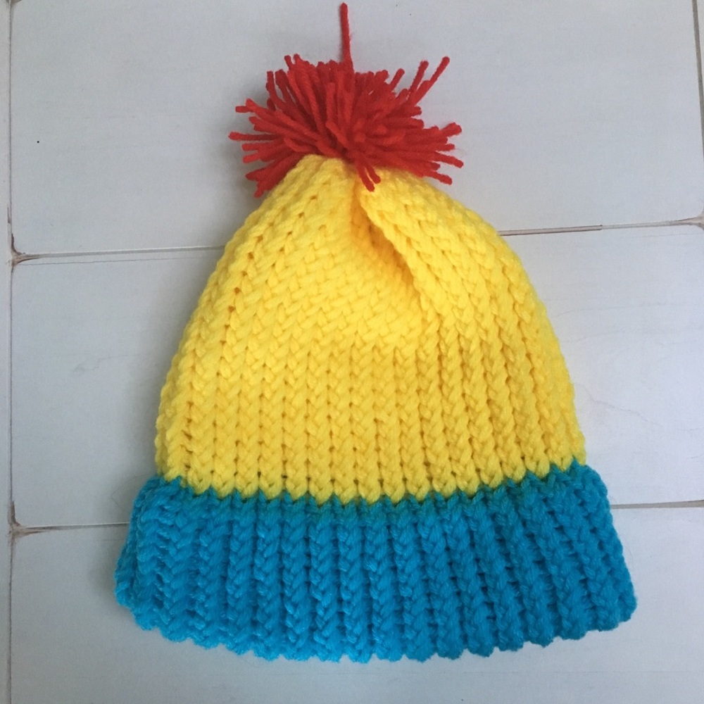 Bright knit hat!